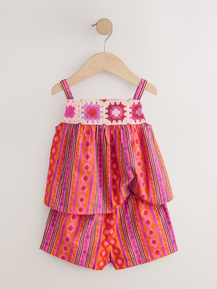 Multi Stripe Crochet Top And Short Set (3mths-7yrs) - Image 2 of 4 Multi Stripe Crochet Top And Short Set (3mths-7yrs) - Image 2 of 4