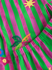 Pink/Green Stripe Embroided Shorts And Top Set (3mths-7yrs) - Image 4 of 6