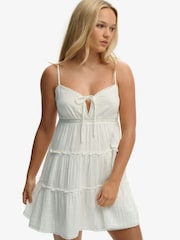 Superdry White Cheesecloth Tiered Mini Dress - Image 4 of 8