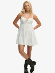Superdry White Cheesecloth Tiered Mini Dress - Image 5 of 8