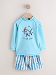 藍色 - 防曬防曬衣和游泳短褲組合（3個月-7歲） - 圖片 7，共 10