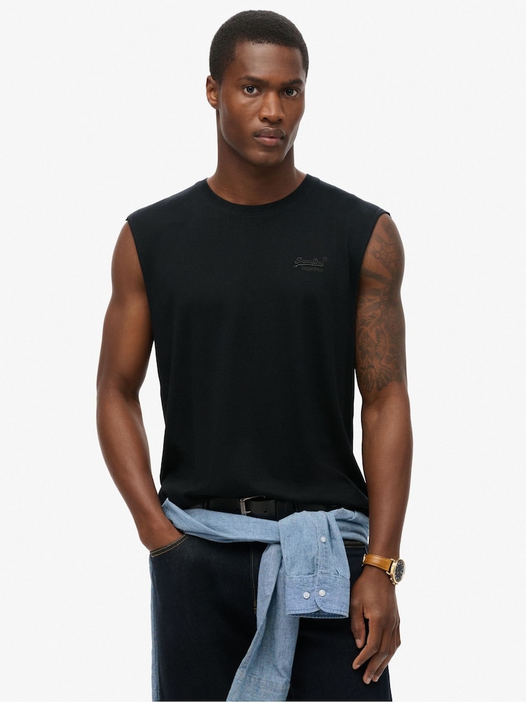 Superdry Black Essential Logo Tank Top - Image 1 of 6