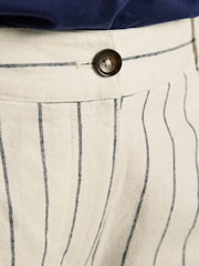 Joules Cream/Navy Striped Linen Tailored Wide Leg Trouser - Image 4 of 6