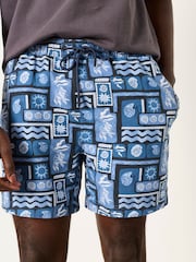 FatFace Navy MCS Tile Print Swim Short - Image 1 of 6