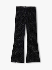 Hatley Black Sparkle Wave Velour Flared Trousers - Image 1 of 2