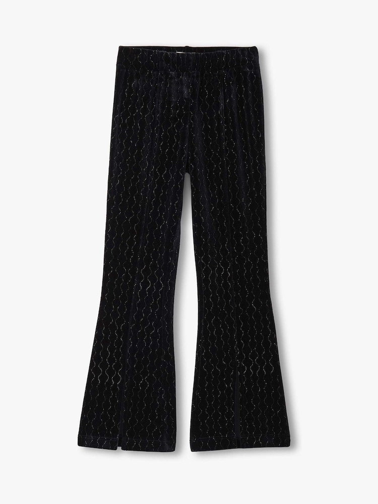 Hatley Black Sparkle Wave Velour Flared Trousers - Image 1 of 2