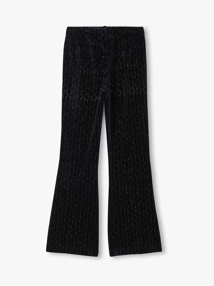 Hatley Black Sparkle Wave Velour Flared Trousers - Image 2 of 2