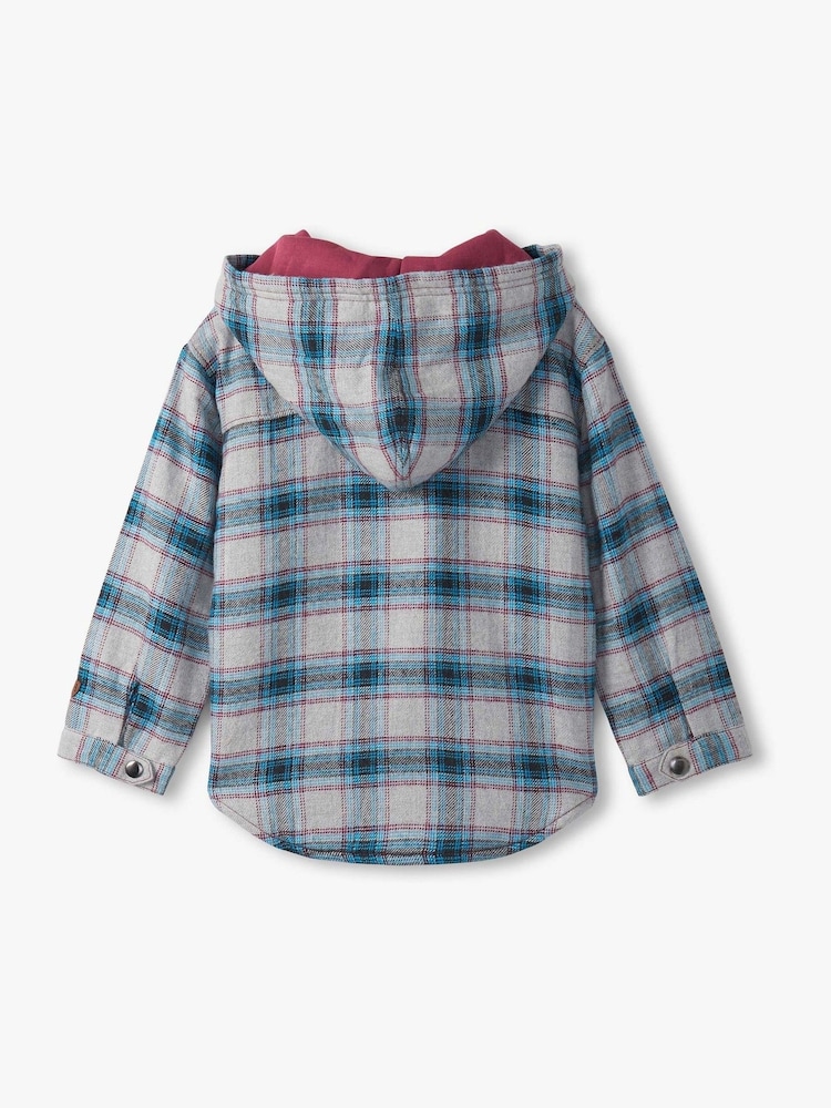 Hatley Grey Charcoal and Maroon Plaid Lined Hooded Jacket - Image 2 of 2 Hatley Grey Charcoal and Maroon Plaid Lined Hooded Jacket - Image 2 of 2