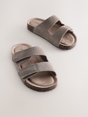 Neutral Suede Corkbed Slider Sandals - Image 1 of 5