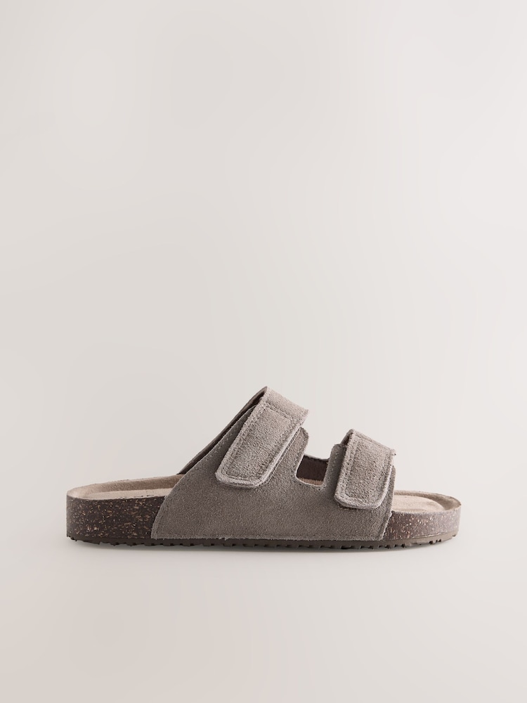 Neutral Suede Corkbed Slider Sandals - Image 2 of 5