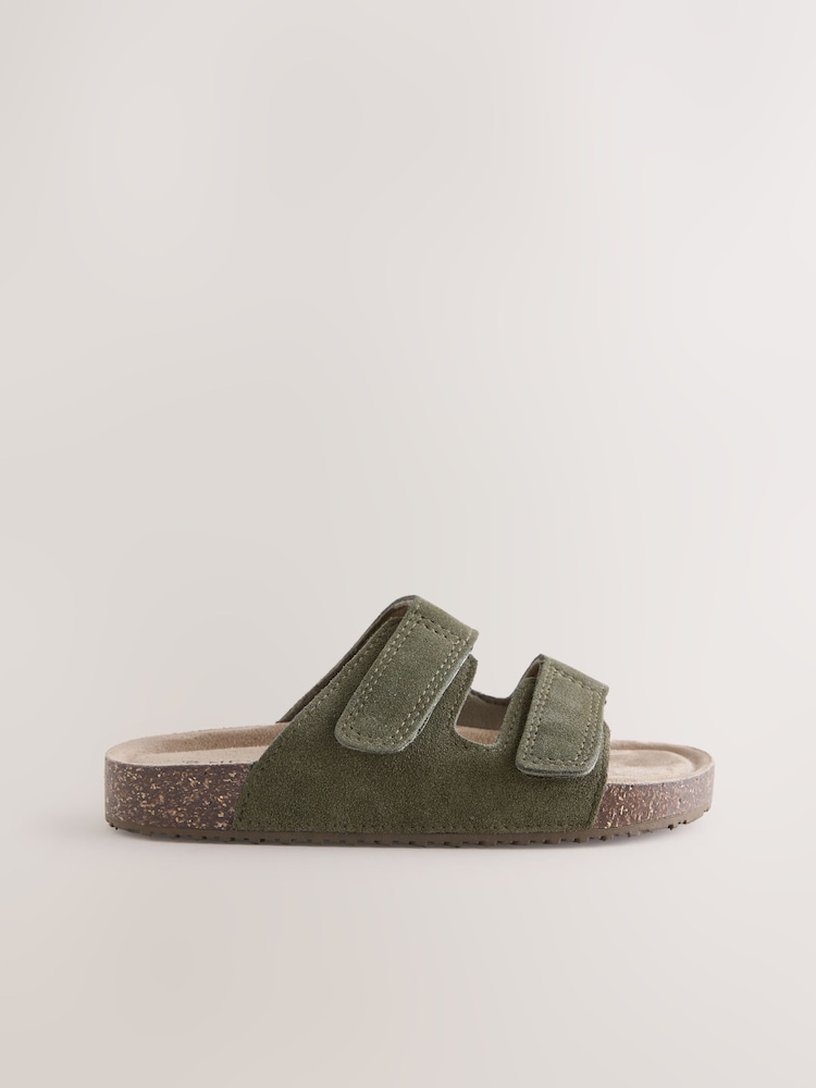 Khaki Suede Corkbed Slider Sandals - Image 2 of 5