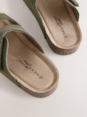 Khaki Suede Corkbed Slider Sandals - Image 4 of 5