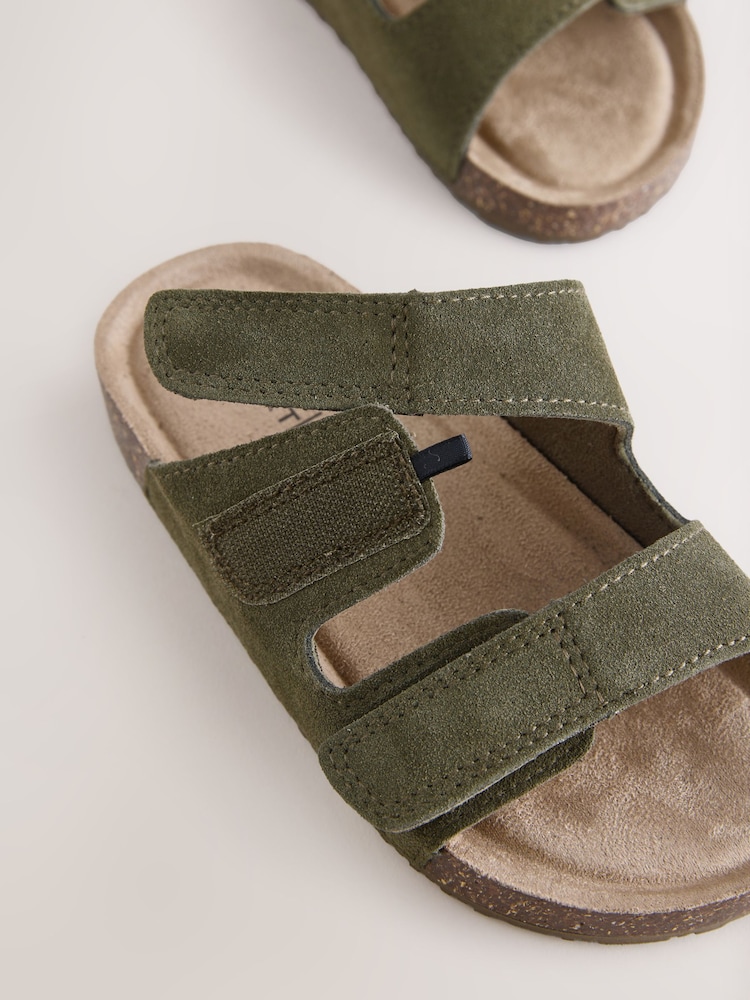 Khaki Suede Corkbed Slider Sandals - Image 5 of 5