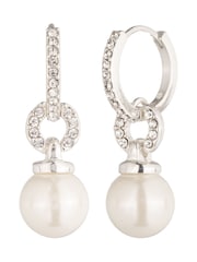 Lauren Ralph Lauren Silver Tone Crystal Pearl Drop Earrings - Image 1 of 2