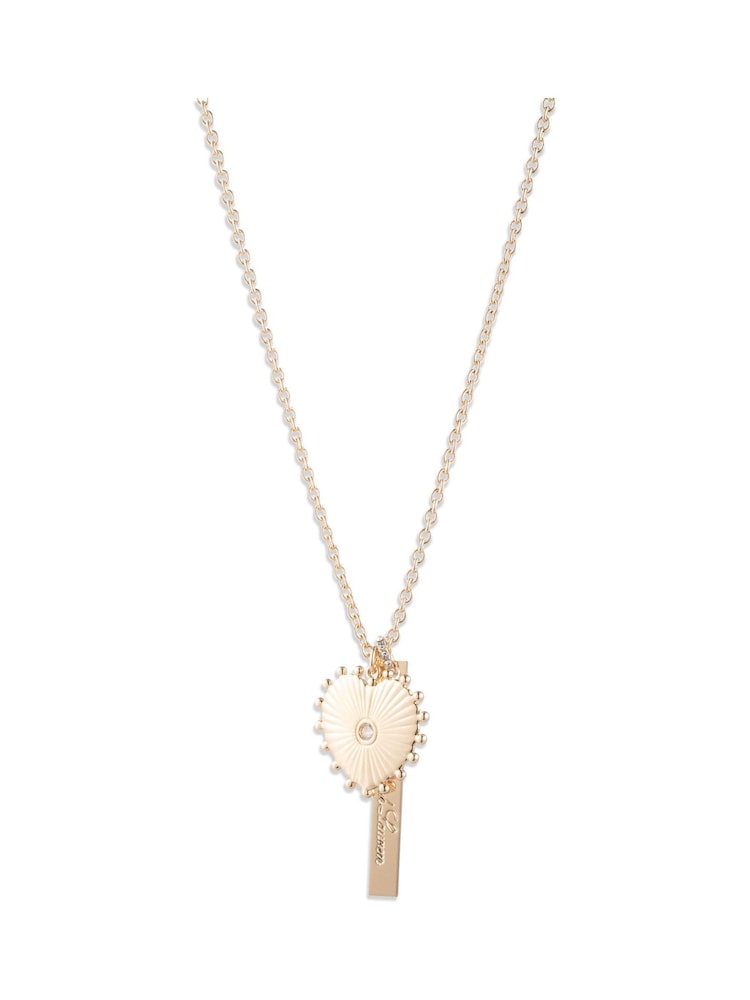 Lauren Ralph Lauren Gold Tone CZ Pave Logo Heart Pendant Necklace - Image 1 of 2