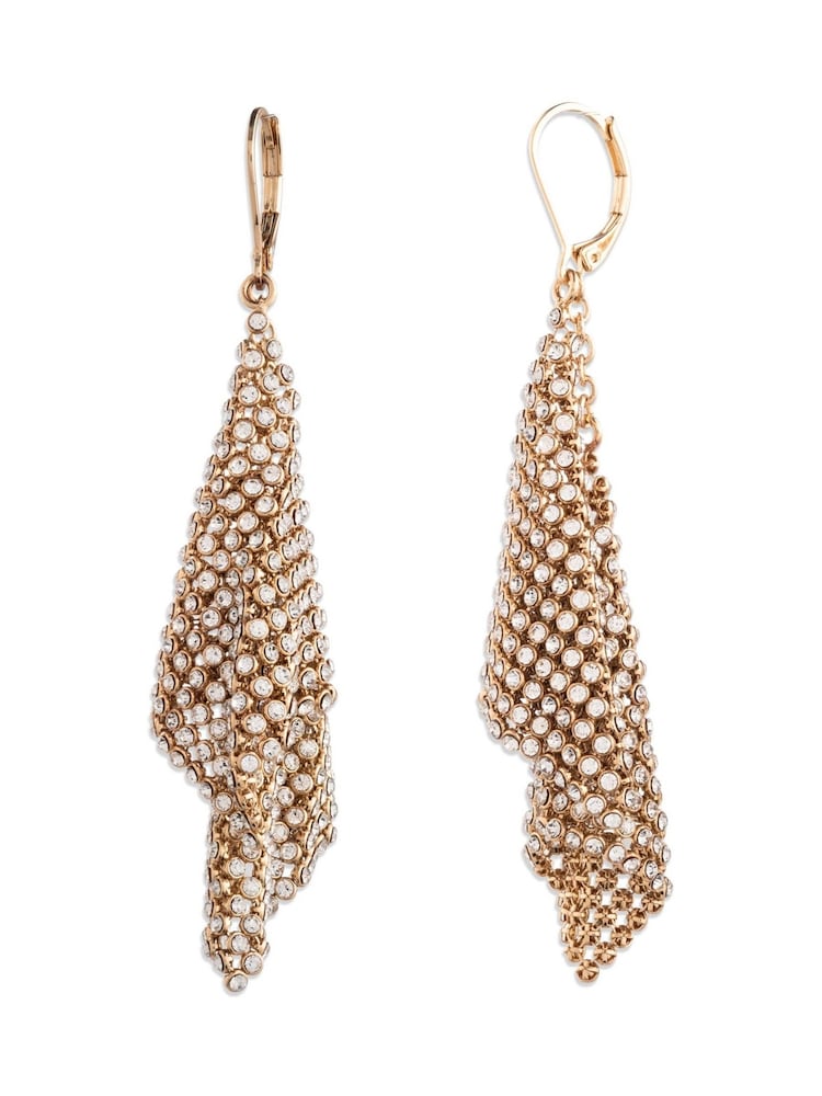 Lauren Ralph Lauren Gold Crystal Mesh Drop Earrings - Image 1 of 2