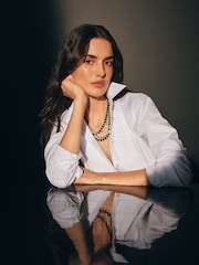 Lauren Ralph Lauren Silver Tone Crystal Baguette Flex Necklace - Image 3 of 4