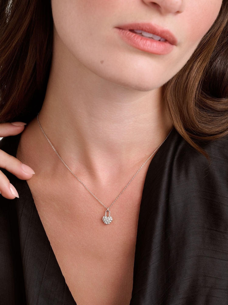 Ted Baker Silver Tone Paige Pave Crystal Padlock Pendant Necklace - Image 2 of 4 Ted Baker Silver Tone Paige Pave Crystal Padlock Pendant Necklace - Image 2 of 4