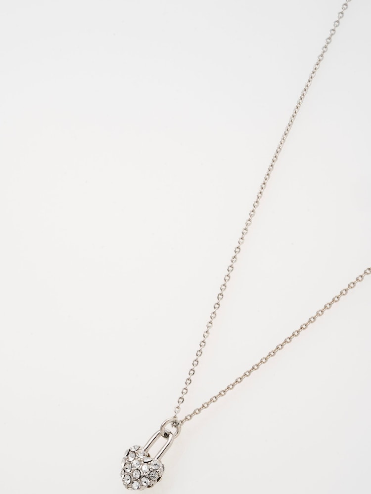 Ted Baker Silver Tone Paige Pave Crystal Padlock Pendant Necklace - Image 4 of 4 Ted Baker Silver Tone Paige Pave Crystal Padlock Pendant Necklace - Image 4 of 4