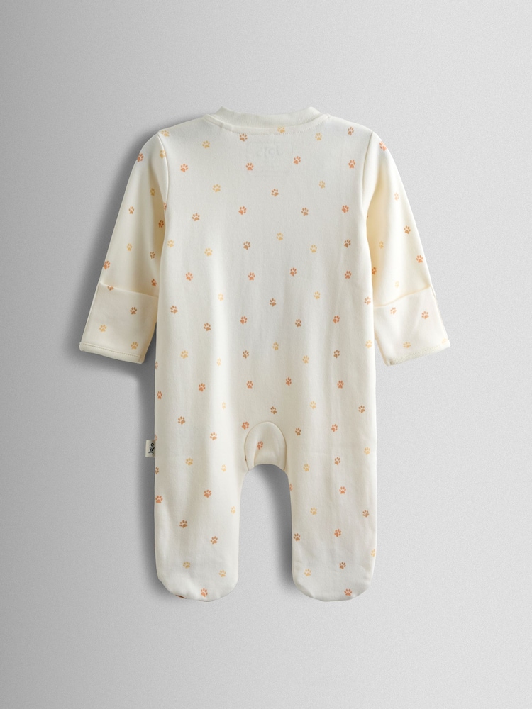 JoJo Maman Bébé Cream Bear Appliqué Zip Sleepsuit - Image 2 of 4