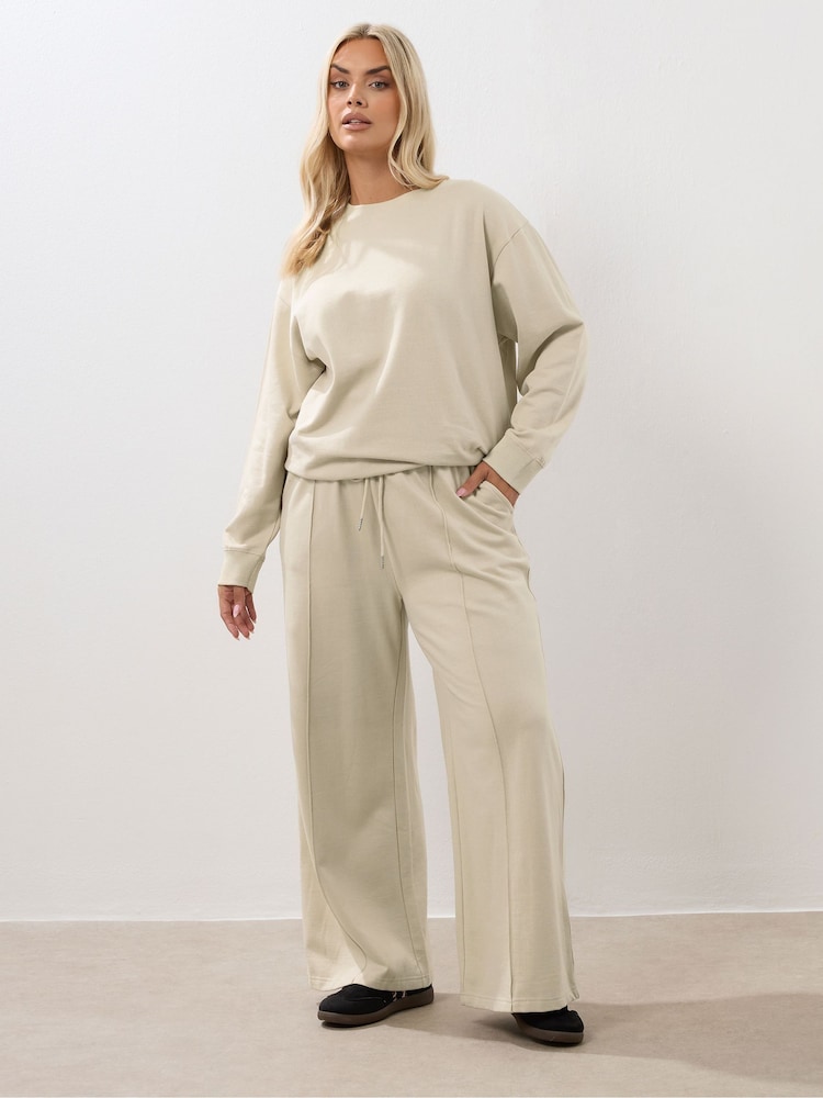 Yours Curve Black Sweat Top & Wide Leg Joggers Set - Image 2 of 5
