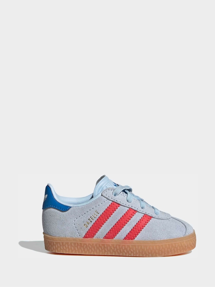 adidas Originals Blue Gazelle Comfort Closure Elastic Laces Infant Trainers - Image 1 of 11
