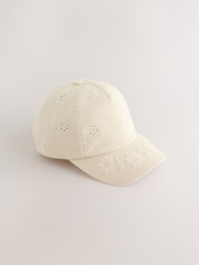 Cream Lacer Cut Embroidery Cap (1-16yrs) - Image 1 of 3