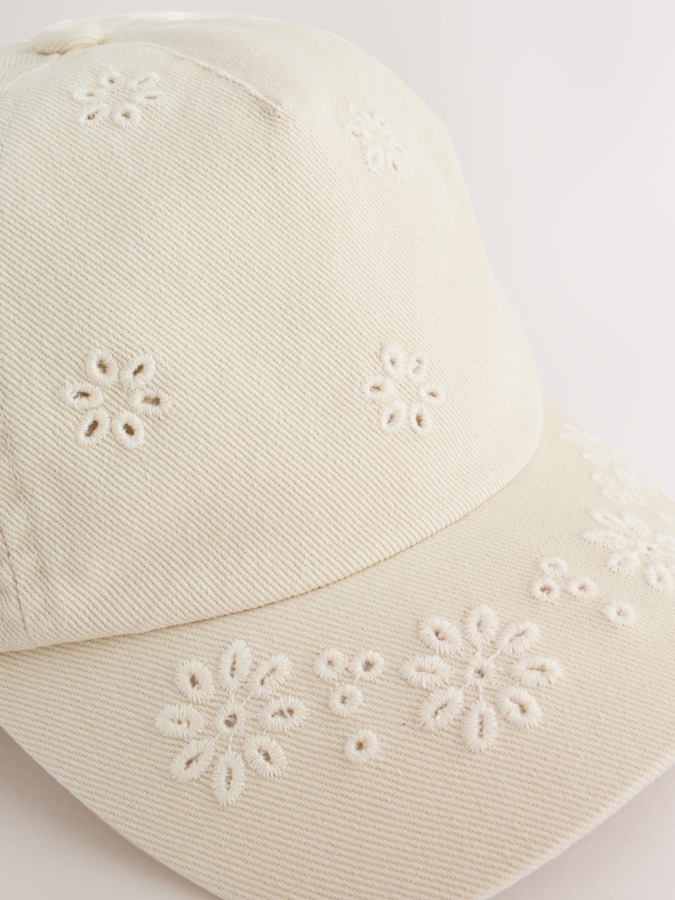 Cream Lacer Cut Embroidery Cap (1-16yrs) - Image 3 of 3