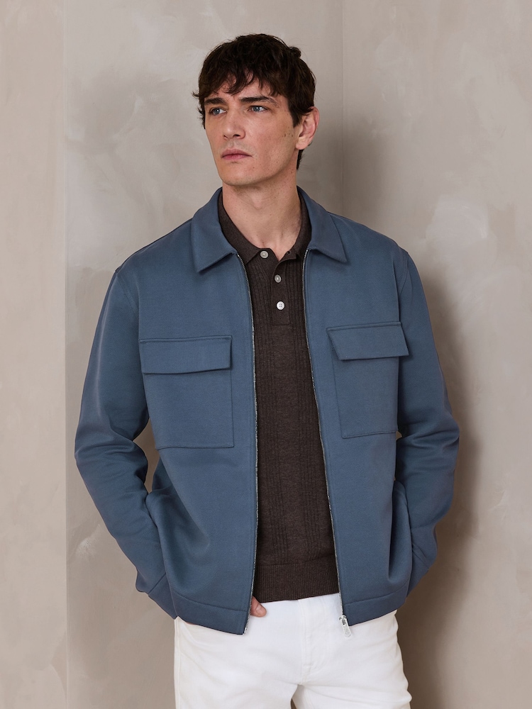 Mineral Blue N. Premium Jersey Zip Through Shacket - Image 1 of 8