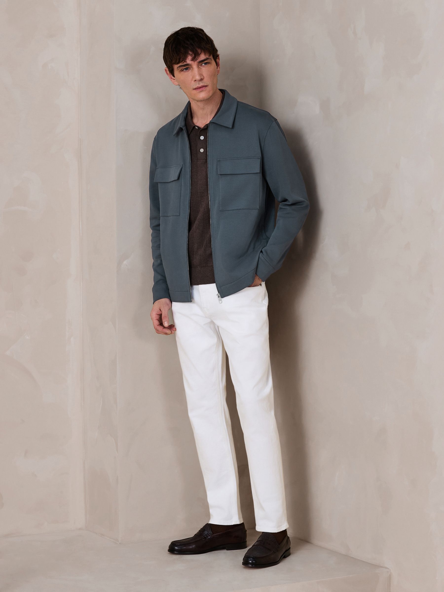 Buy Mineral Blue N. Premium Jersey Zip Through Shacket from Next USA