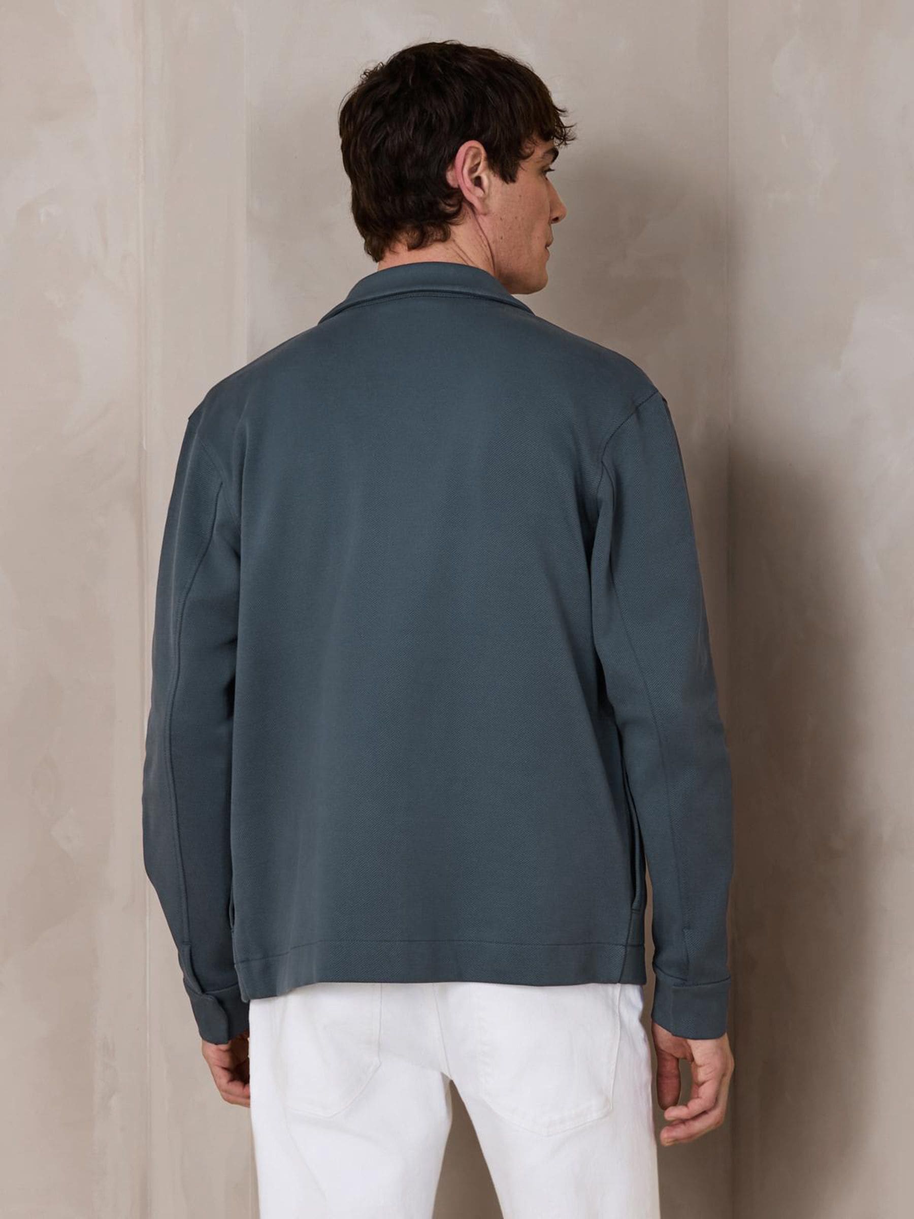 Buy Mineral Blue N. Premium Jersey Zip Through Shacket from Next