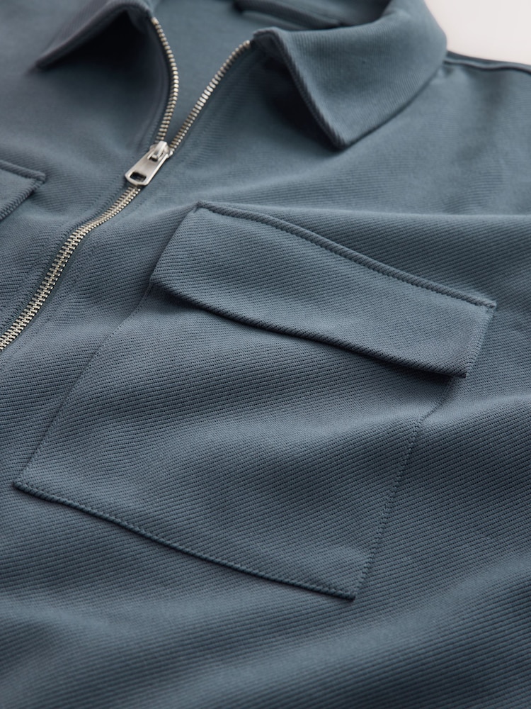 Mineral Blue N. Premium Jersey Zip Through Shacket - Image 8 of 8