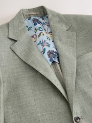 Sage Green Slim Fit N. Premium 100% Linen Blazer with Kew Gardens Lining - Image 3 of 6