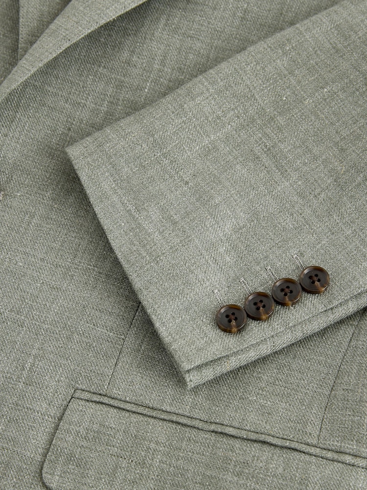 Sage Green Slim Fit N. Premium 100% Linen Blazer with Kew Gardens Lining - Image 6 of 6 Sage Green Slim Fit N. Premium 100% Linen Blazer with Kew Gardens Lining - Image 6 of 6