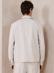 إكرو محايد - N. Premium Linen Blend Herringbone Jacket - Image 4 of 12