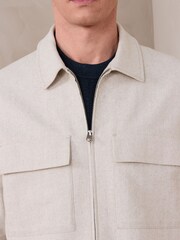 إكرو محايد - N. Premium Linen Blend Herringbone Jacket - Image 5 of 12