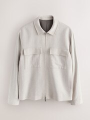 إكرو محايد - N. Premium Linen Blend Herringbone Jacket - Image 8 of 12