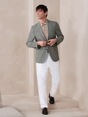 Sage Green Slim Fit N. Premium Textured Blazer With TENCEL™ Lyocell and Linen - Image 2 of 14