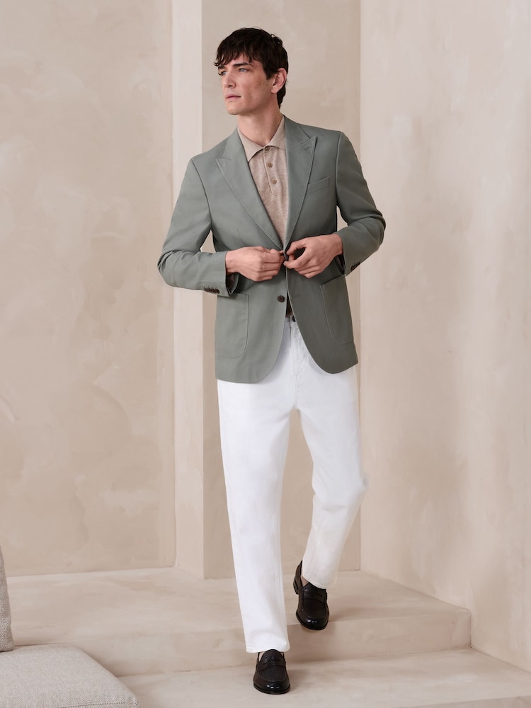 Sage Green Slim Fit N. Premium Textured Blazer With TENCEL™ Lyocell and Linen - Image 2 of 14