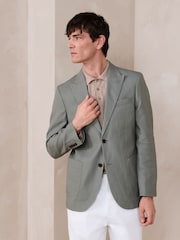 Sage Green Slim Fit N. Premium Textured Blazer With TENCEL™ Lyocell and Linen - Image 3 of 14