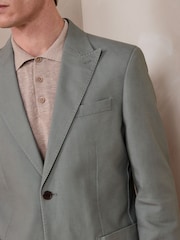 Sage Green Slim Fit N. Premium Textured Blazer With TENCEL™ Lyocell and Linen - Image 6 of 14