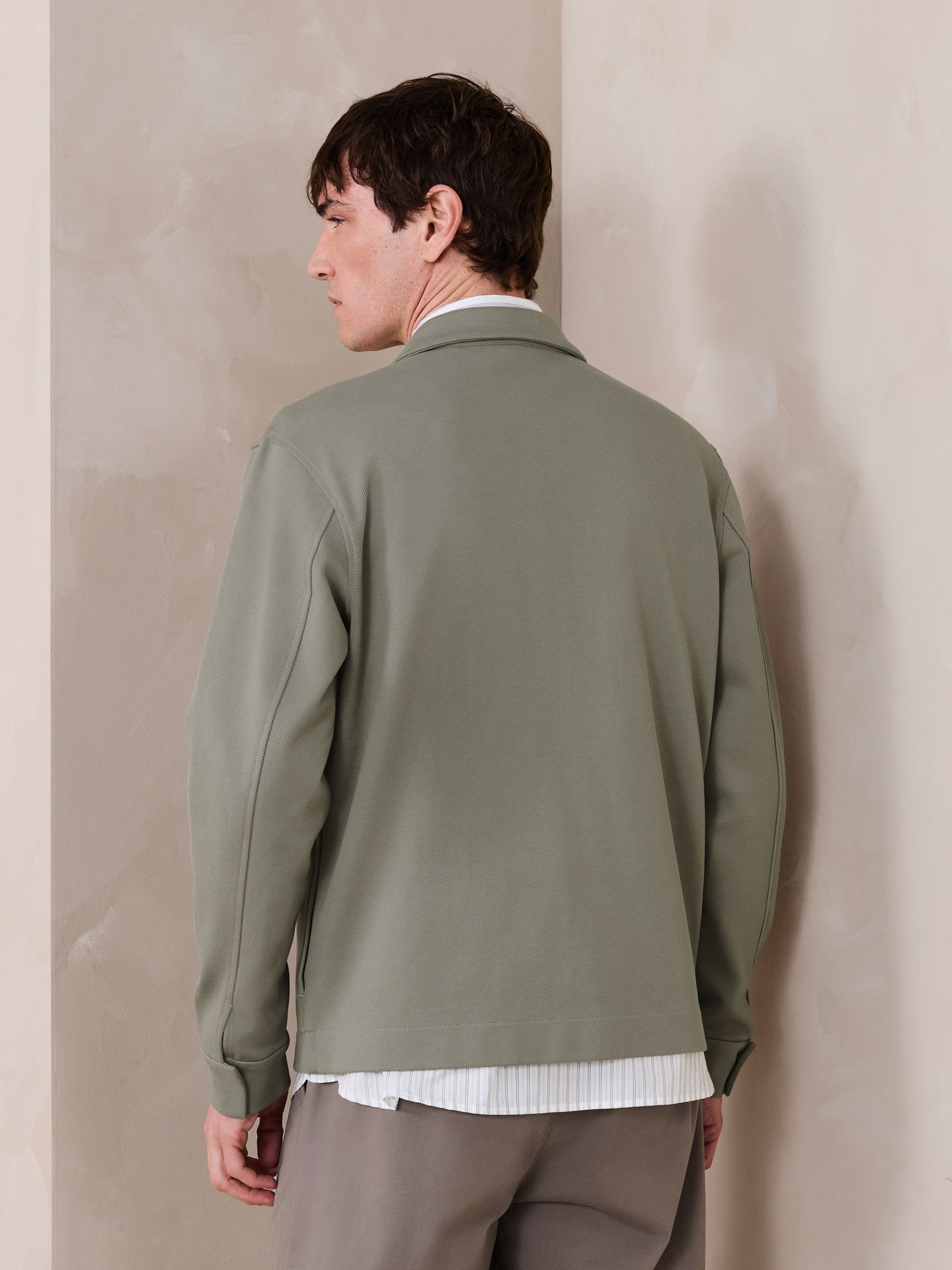 Buy Sage Green N. Premium Jersey Zip Through Shacket from Next USA