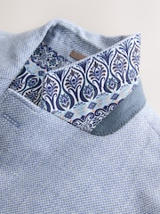 Chambray Blue Slim Fit Textured Linen Blend Blazer - Image 8 of 11