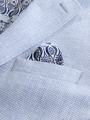 Chambray Blue Slim Fit Textured Linen Blend Blazer - Image 9 of 11