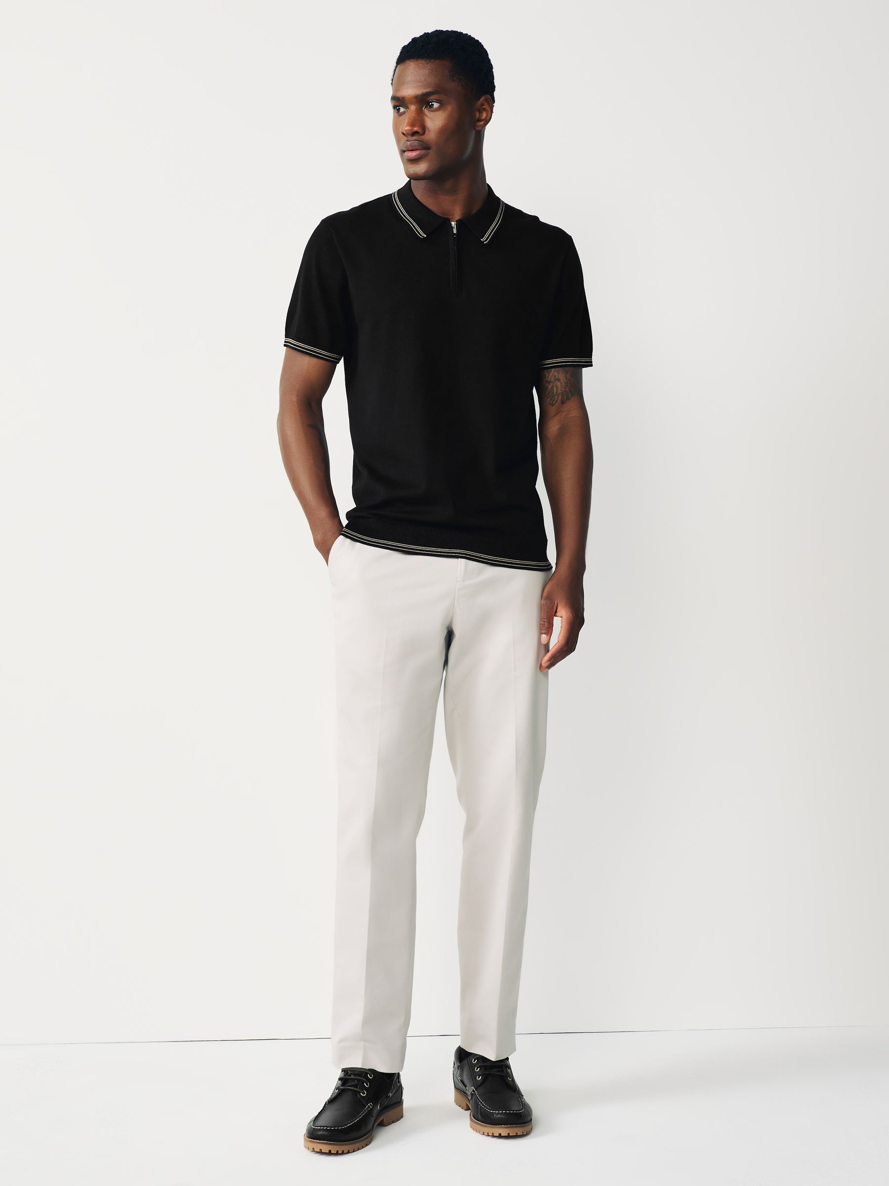 Buy Black Slim Fit N. Premium Tipped Short Sleeve Quarter Zip Knit