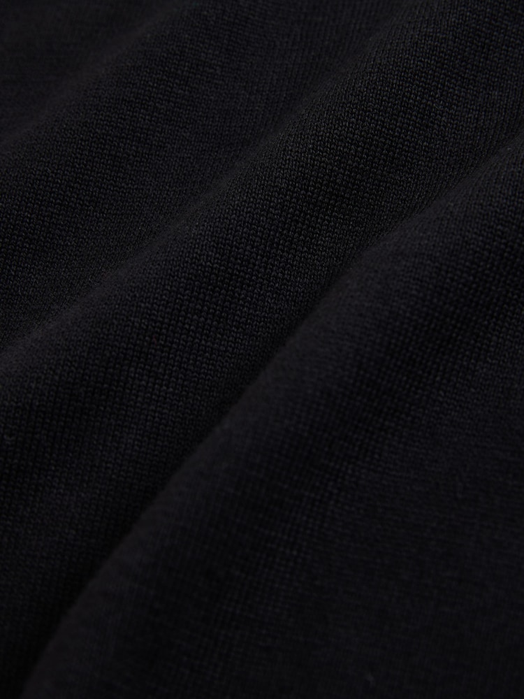 Black Slim Fit N. Premium Tipped Short Sleeve Quarter Zip Knit Polo Shirt - Image 2 of 3