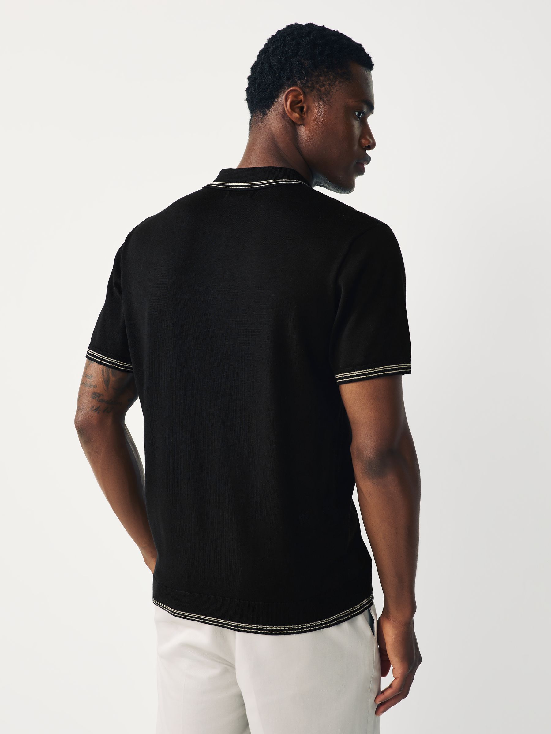 Buy Black Slim Fit N. Premium Tipped Short Sleeve Quarter Zip Knit