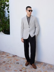 Grey Slim Fit N. Premium Textured Blazer with Linen - Image 3 of 15