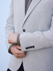 Grey Slim Fit N. Premium Textured Blazer with Linen - Image 8 of 15