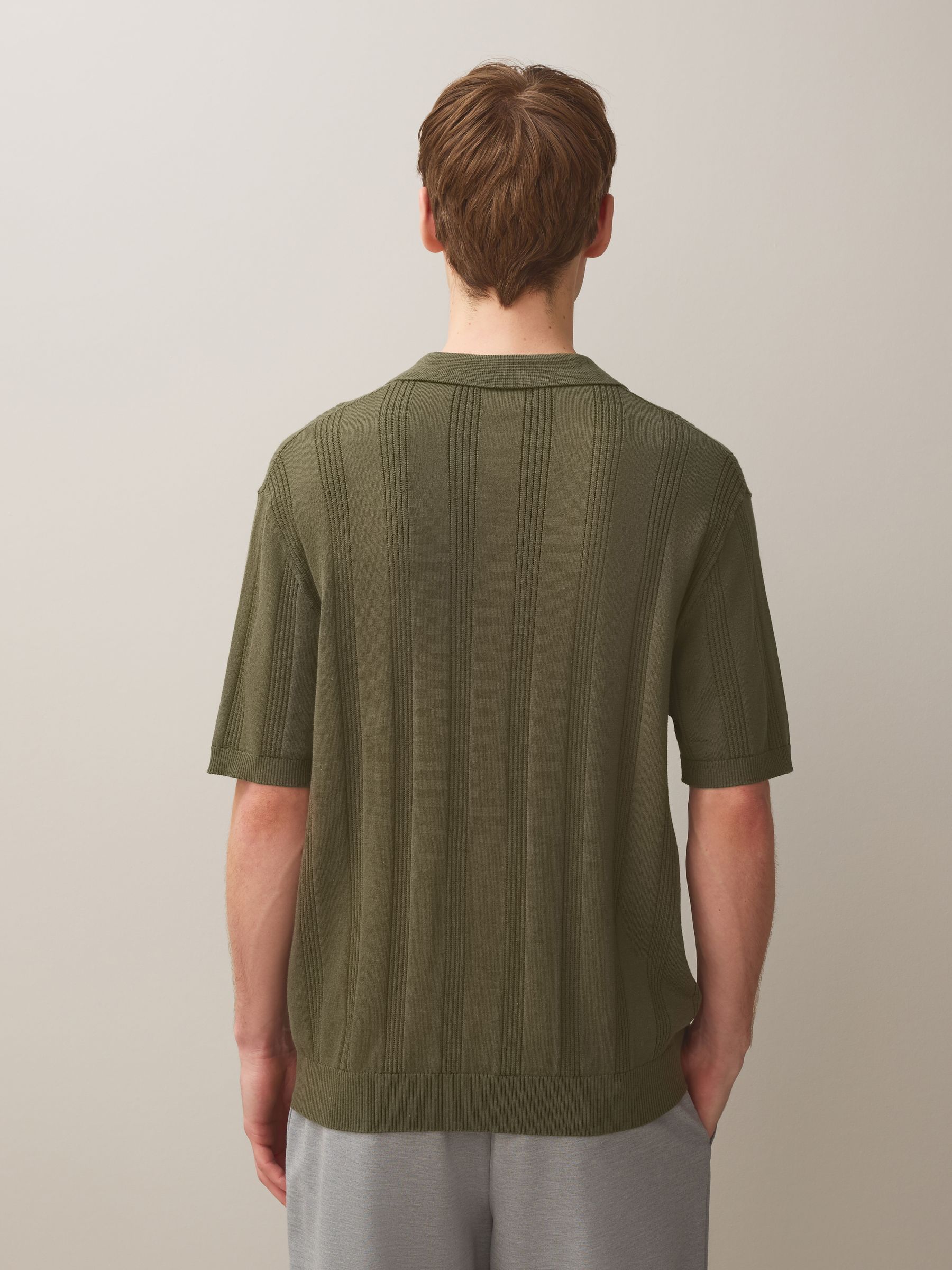 Buy Navy Blue/Green Cotton Rich Pointelle Knit Polo Shirts 2 Pack